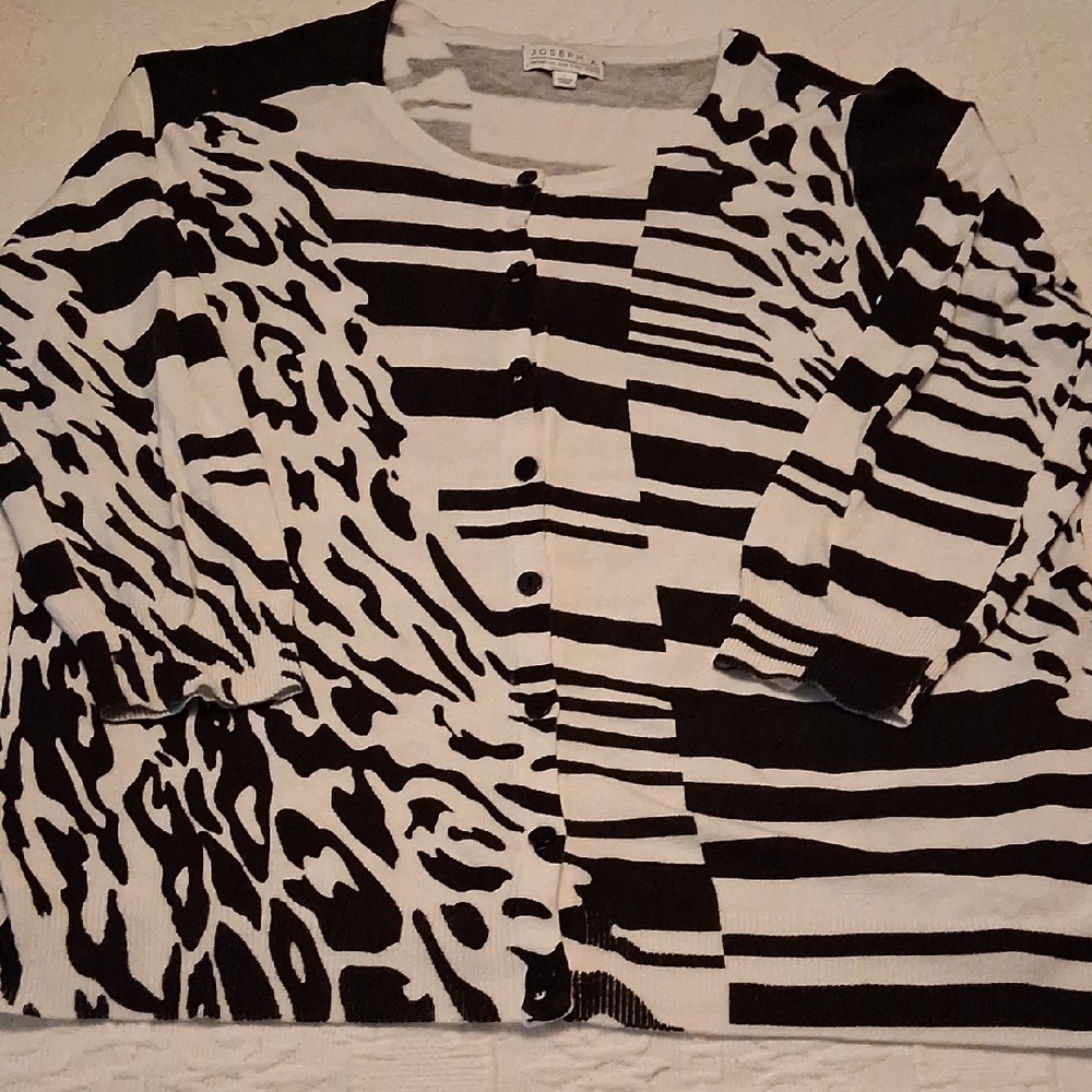 Joseph A. Black and White Animal Print Top/Sweater